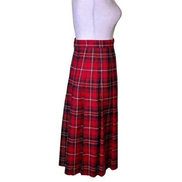 Maggie McNaughton Vintage Wool Blend Red Plaid Preppy Pleated Skirt Sz 22W - Picture 4 of 7